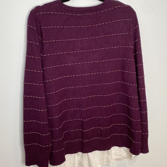 Calvin Klein Women Purple Crewneck Knit Layered Sweater Size Large - Picture 10 of 14